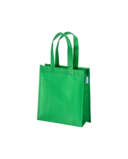 SHOPPER MINI CON SOFFIETTO IN  R-PET 80 G/M2 CON SOFFIETTO, MANICI CORTI