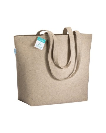 SHOPPER CON SOFFIETTO ALLA BASE IN COTONE RICICLATO 280 G/M2, MANICI LUNGHI 22119