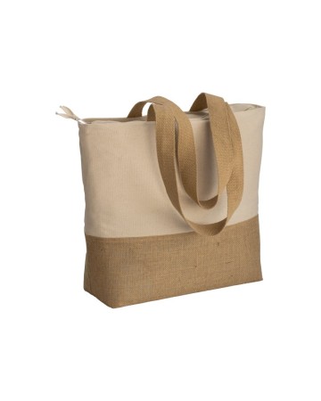 SHOPPER  IN COTONE 280 G/M2 CON SOFFIETTO, CON BASE IN JUTA, MANICI LUNGHI 22126