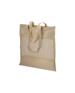 SHOPPER IN COTONE NATURALE DA 135 G/M2 CON RETE, MANICI LUNGHI