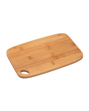TAGLIERE DA CUCINA IN BAMBU CON ANGOLI ARROTONDATIE FORO PER ESSERE APPESO. 22449