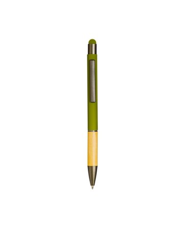 PENNA A SCATTO IN ALLUMINIO GOMMATO CON IMPUGNATURA IN BAMBU E GOMMINO TOUCH 22804