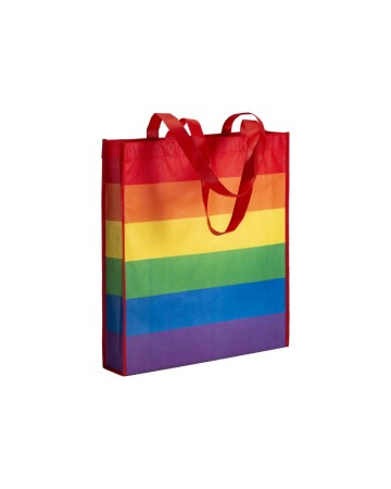 SHOPPER ARCOBALENO IN R-PET  80G/M2, MANICI LUNGHI E SOFFIETTO 23115