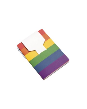 BLOCK NOTES  IN CARTA CON COPERTINA ARCOBALENO, FOGLIETTI ADESIVI E PENNA 23437