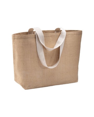 BORSA IN JUTA, MANICI LUNGHI E SOFFIETTO ALLA BASE 24107