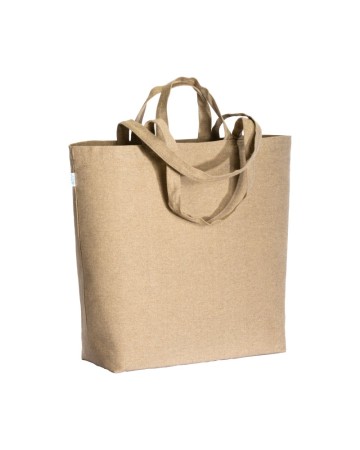 SHOPPER CON SOFFIETTO ALLA BASE IN COTONE RICICLATO 280 G/M2, CON DOPPI MANICI 24131