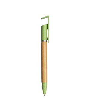 PENNA TWIST IN BAMBU E PAGLIA DI GRANO CON STAND PORTA CELLULARE 24807