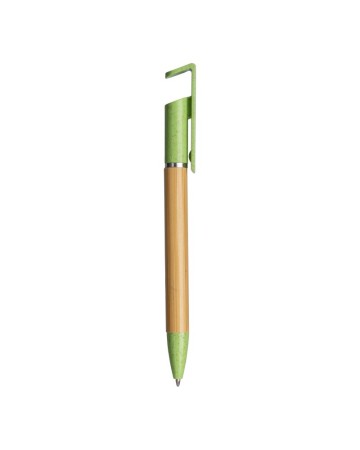 PENNA TWIST IN BAMBU E PAGLIA DI GRANO CON STAND PORTA CELLULARE 24807