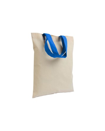 MINI BORSA SHOPPER IN COTONE RICICLATO DA 140 G/M2 NATURALE CON MANICI COLORATI 25105