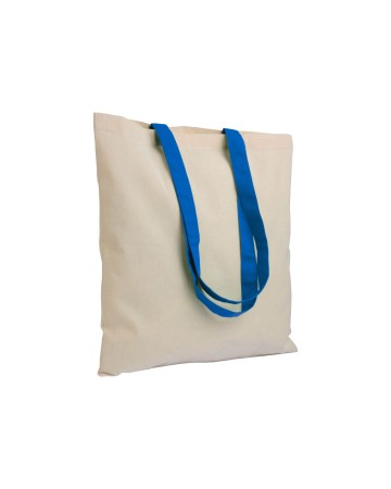 BORSA SHOPPER IN COTONE RICICLATO DA 140 G/M2 NATURALE CON MANICI COLORATI 25106