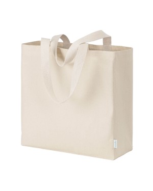 MAXI BORSA SHOPPER IN COTONE RICICLATO DA 280 G/M2 NATURALE CON MANICI COLORATI 25107