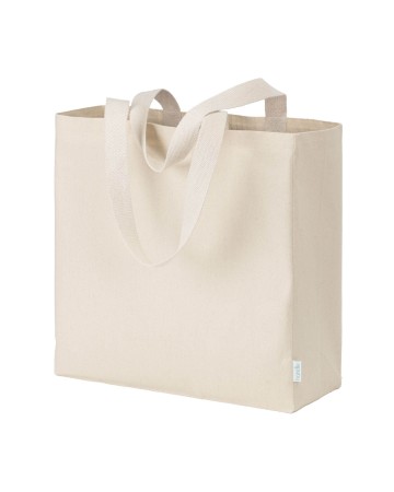 MAXI BORSA SHOPPER IN COTONE RICICLATO DA 280 G/M2 NATURALE CON MANICI COLORATI 25107