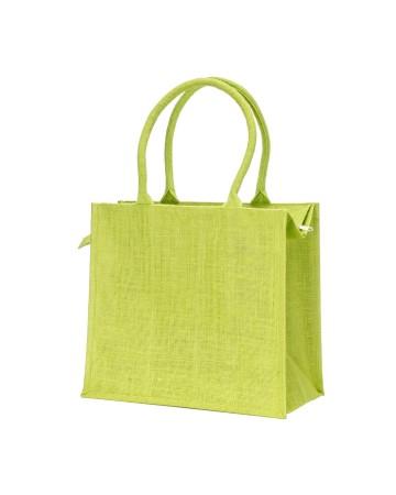 BORSA IN JUTA CON MANICI IN COTONE. DOTATA DI CHIUSURA A ZIP 25109