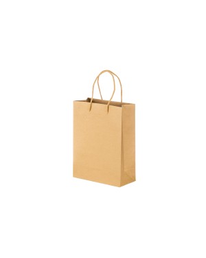SACCHETTO IN CARTA NATURALE RICICLATA DA 150 G/M2 CON SOFFIETTO E MANICI CORTI COLORATI 25120