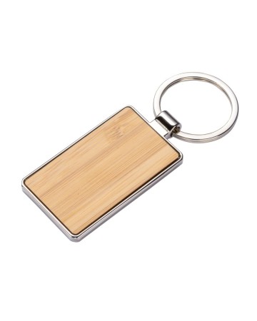 PORTACHIAVI IN METALLO RETTANGOLARE, CON PARTICOLARE FRONTALE IN BAMB? 25901