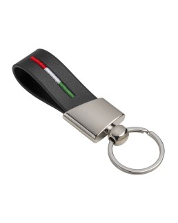 PORTACHIAVI IN PU CON CUCITURA COLORE ITALIA CON PLACCHETTA IN METALLO CROMATO 25904