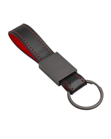 PORTACHIAVI IN PU CON CUCITURA COLORATA CON PLACCHETTA E ANELLO IN METALLO NERO OPACO 25905