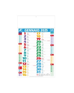 CALENDARIO 2025 DA MURO MENSILE COLOR BILATERALE, 12 FOGLI SU CARTA PATINATA, TERMOSALDATO 25D064