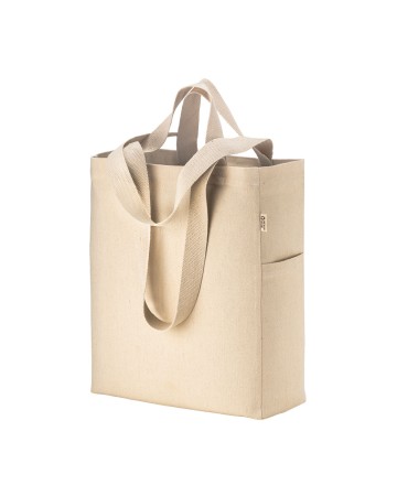 SHOPPER IN COTONE CANVAS RICICLATO DA 280 G/M2 CON DOPPI MANICI E SOFFIETTO 26118