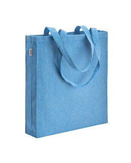 BORSA SHOPPER IN COTONE RICICLATO 300 G/M2 CON EFFETTO MéLANGE. MANICI LUNGHI E SOFFIETTO 26141