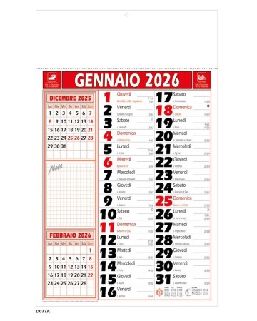 CALENDARIO OLANDESE NOTE D077