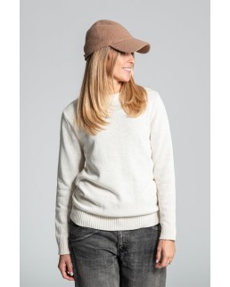 PULLOVER GIROCOLLO 50/50% COTONE/ACRILICO BIANCO PANNA-XS IT922T