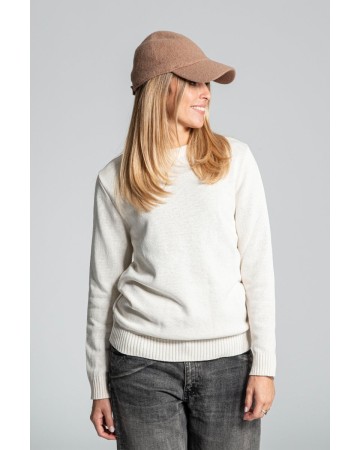 PULLOVER GIROCOLLO 50/50% COTONE/ACRILICO BIANCO PANNA-XS IT922T