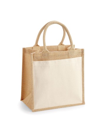 COTTON POCKET JUTE MIDI TOTE W426