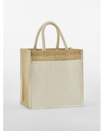 COTTON POCKET NATURAL STARCHED JUTE MIDI TOTE W483
